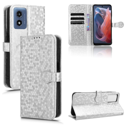 For Motorola Moto G Play 4G 2024 Honeycomb Dot Texture Leather Phone Case(Silver) by buy2fix