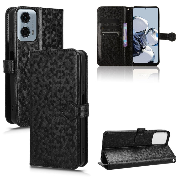 For Motorola Moto G Power 5G 2024 Honeycomb Dot Texture Leather Phone Case(Black) by buy2fix