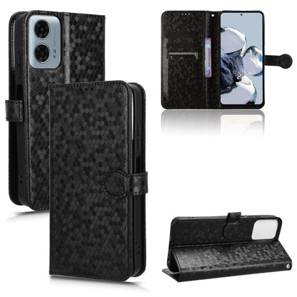 For Motorola Moto G Power 5G 2024 Honeycomb Dot Texture Leather Phone Case(Black) by buy2fix