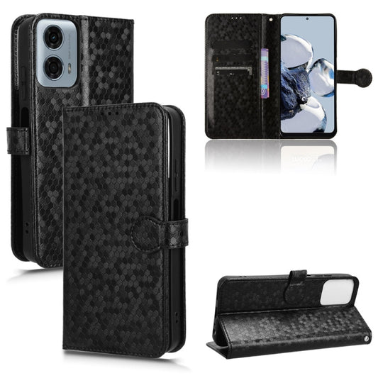 For Motorola Moto G Power 5G 2024 Honeycomb Dot Texture Leather Phone Case(Black) by buy2fix