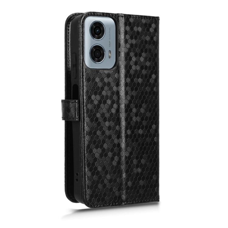 For Motorola Moto G Power 5G 2024 Honeycomb Dot Texture Leather Phone Case(Black) by buy2fix