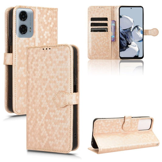 For Motorola Moto G Power 5G 2024 Honeycomb Dot Texture Leather Phone Case(Gold) by buy2fix