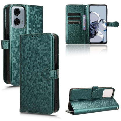 For Motorola Moto G Power 5G 2024 Honeycomb Dot Texture Leather Phone Case(Green) by buy2fix