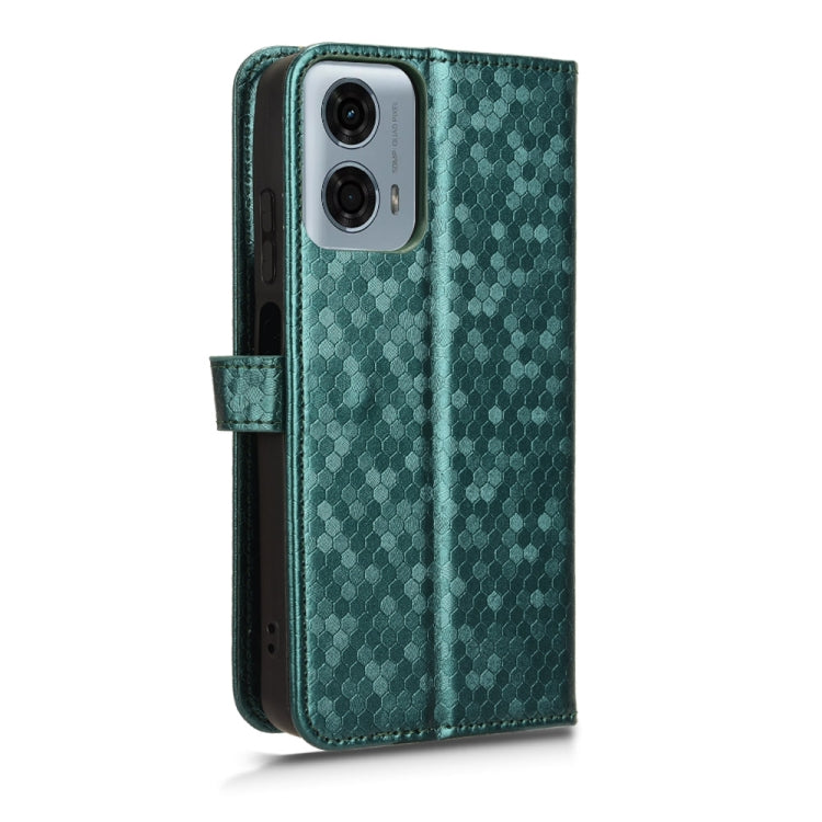 For Motorola Moto G Power 5G 2024 Honeycomb Dot Texture Leather Phone Case(Green) by buy2fix