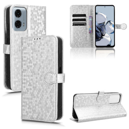 For Motorola Moto G Power 5G 2024 Honeycomb Dot Texture Leather Phone Case(Silver) by buy2fix