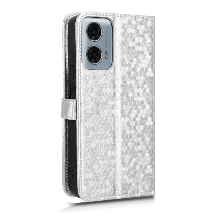 For Motorola Moto G Power 5G 2024 Honeycomb Dot Texture Leather Phone Case(Silver) by buy2fix