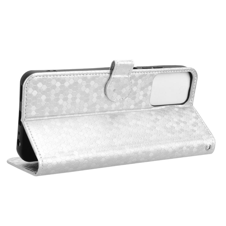 For Motorola Moto G Power 5G 2024 Honeycomb Dot Texture Leather Phone Case(Silver) by buy2fix