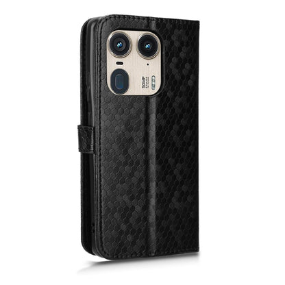 For Motorola Edge 50 Ultra Honeycomb Dot Texture Leather Phone Case(Black) by buy2fix