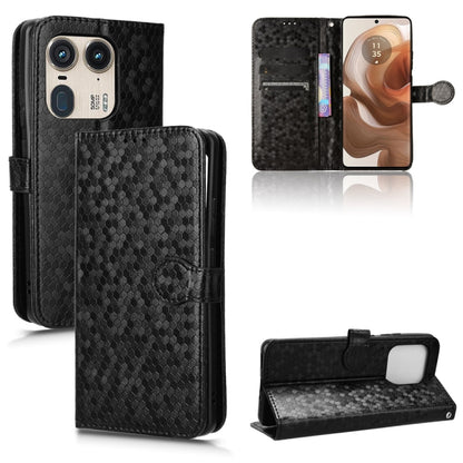 For Motorola Edge 50 Ultra Honeycomb Dot Texture Leather Phone Case(Black) by buy2fix