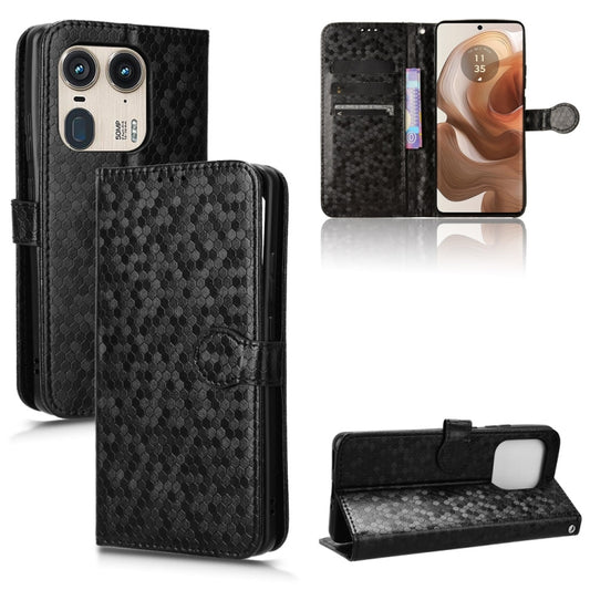 For Motorola Edge 50 Ultra Honeycomb Dot Texture Leather Phone Case(Black) by buy2fix