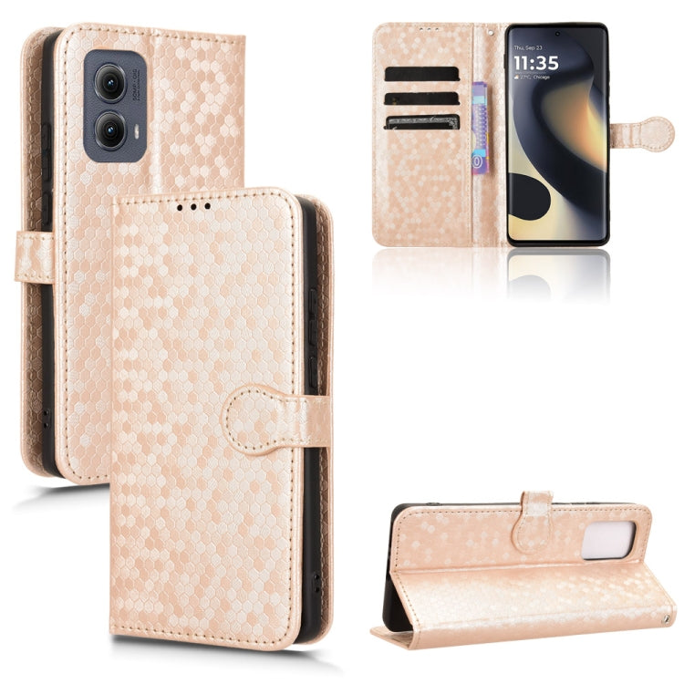 For Motorola Edge 5G 2024 Honeycomb Dot Texture Leather Phone Case(Gold) by buy2fix