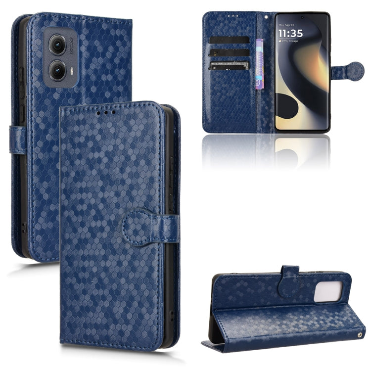 For Motorola Edge 5G 2024 Honeycomb Dot Texture Leather Phone Case(Blue) by buy2fix