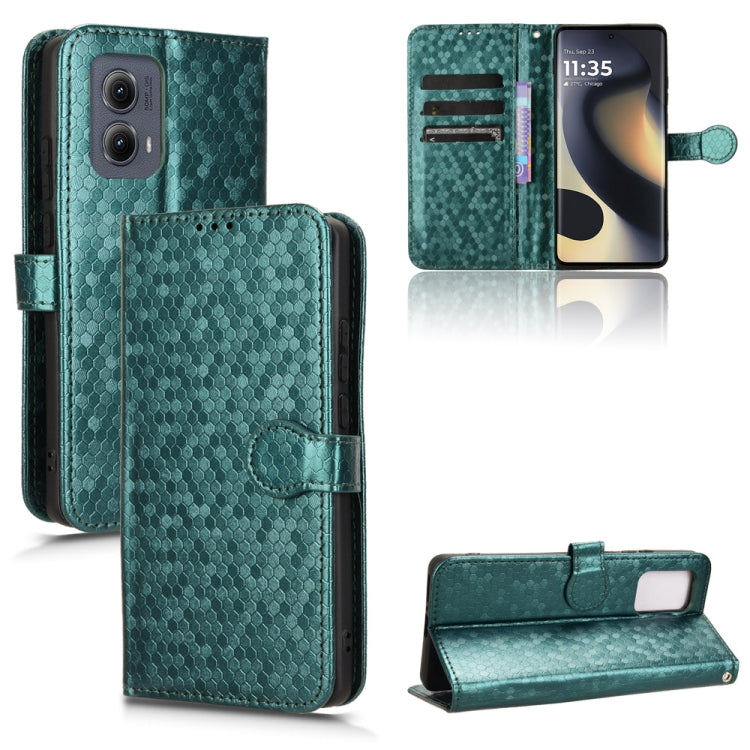 For Motorola Edge 5G 2024 Honeycomb Dot Texture Leather Phone Case(Green) by buy2fix