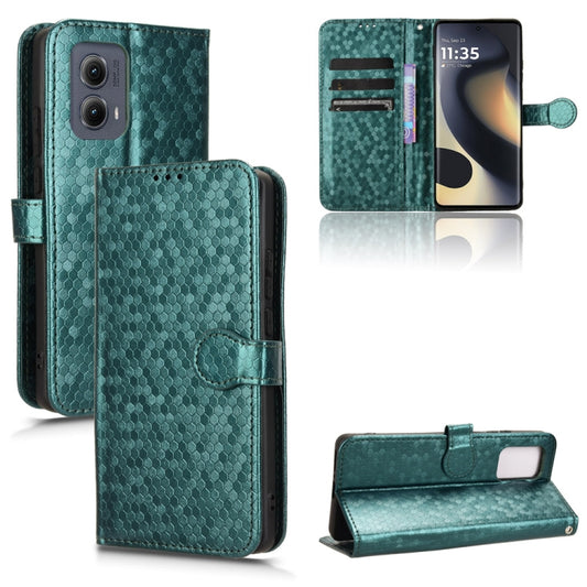For Motorola Edge 5G 2024 Honeycomb Dot Texture Leather Phone Case(Green) by buy2fix