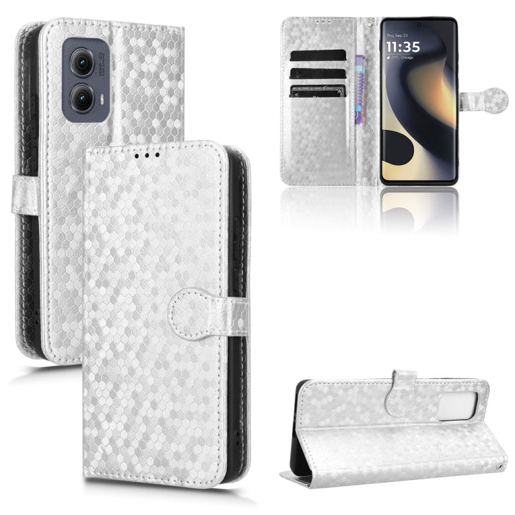 For Motorola Edge 5G 2024 Honeycomb Dot Texture Leather Phone Case(Silver) by buy2fix