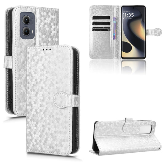 For Motorola Edge 5G 2024 Honeycomb Dot Texture Leather Phone Case(Silver) by buy2fix
