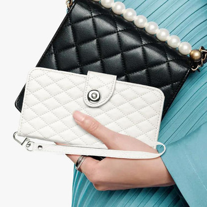 For Google Pixel 10 Pro XL 5G Global Rhombic Texture Flip Leather Phone Case with Lanyard(White) - Google Cases by buy2fix | Online Shopping UK | buy2fix