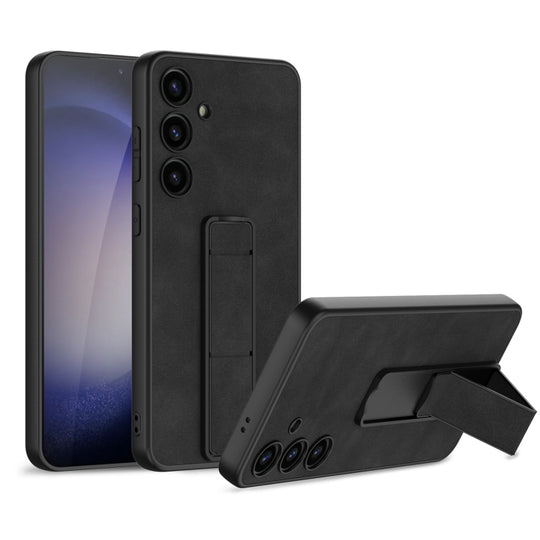 For Samsung Galaxy S24 5G GKK Skin Feel Frosted Leather Fold Holder Phone Case(Black)