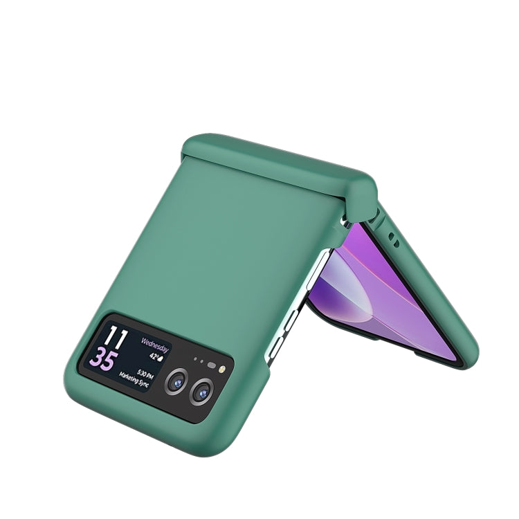 For Motorola Razr 40 3 in 1 Skin Feel PC Phone Case with Hinge(Forest Green) by buy2fix