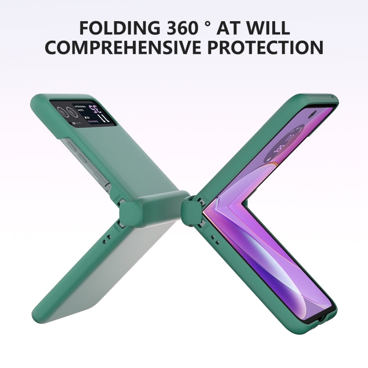 For Motorola Razr 40 3 in 1 Skin Feel PC Phone Case with Hinge(Forest Green) by buy2fix