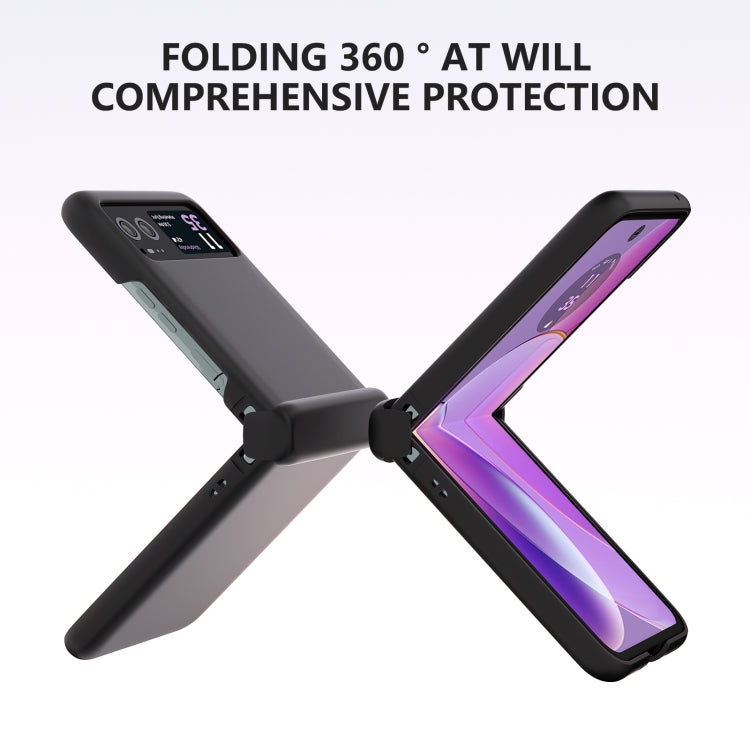 For Motorola Razr 40 3 in 1 Skin Feel PC Phone Case with Hinge(Black) by buy2fix