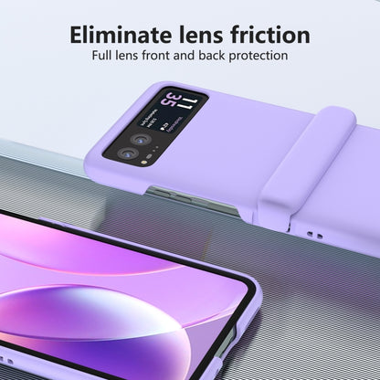 For Motorola Razr 40 3 in 1 Skin Feel PC Phone Case with Hinge(Sakura Purple) by buy2fix