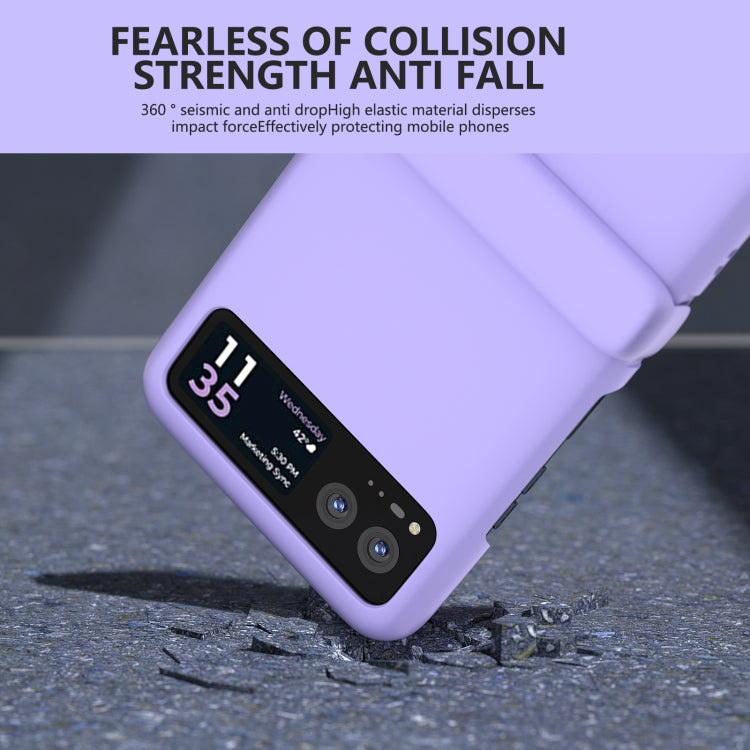 For Motorola Razr 40 3 in 1 Skin Feel PC Phone Case with Hinge(Sakura Purple) by buy2fix