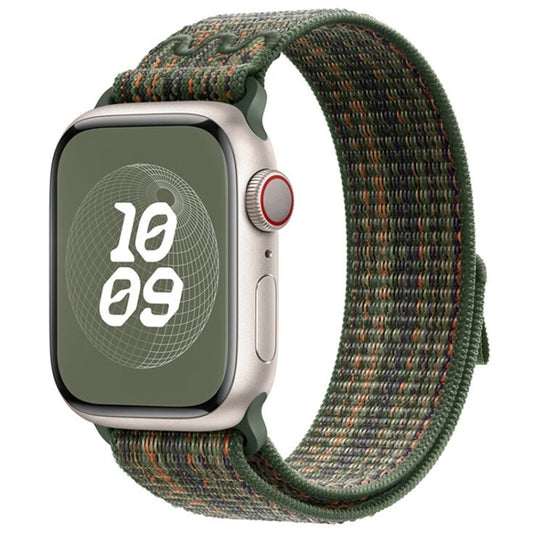 For Apple Watch Ultra 49mm Loop Nylon Watch Band(Green Orange) by buy2fix