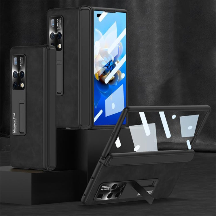 For Huawei Mate X2 GKK Integrated Frosted Leather HD Fold Hinge Phone Case with Holder(Black) - Huawei Cases by GKK | Online Shopping UK | buy2fix