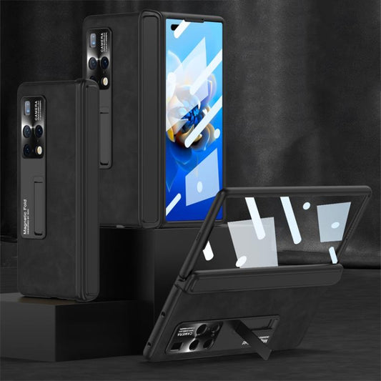 For Huawei Mate X2 GKK Integrated Frosted Leather HD Fold Hinge Phone Case with Holder(Black) - Huawei Cases by GKK | Online Shopping UK | buy2fix