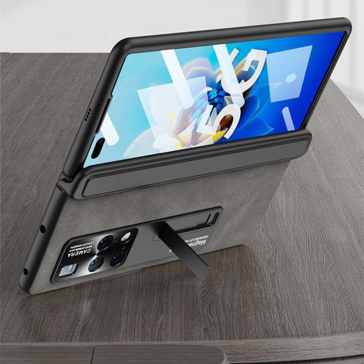 For Huawei Mate X2 GKK Integrated Frosted Leather HD Fold Hinge Phone Case with Holder(Black) - Huawei Cases by GKK | Online Shopping UK | buy2fix