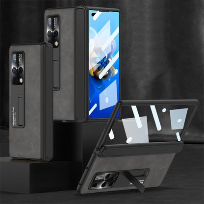 For Huawei Mate X2 GKK Integrated Frosted Leather HD Fold Hinge Phone Case with Holder(Grey) - Huawei Cases by GKK | Online Shopping UK | buy2fix