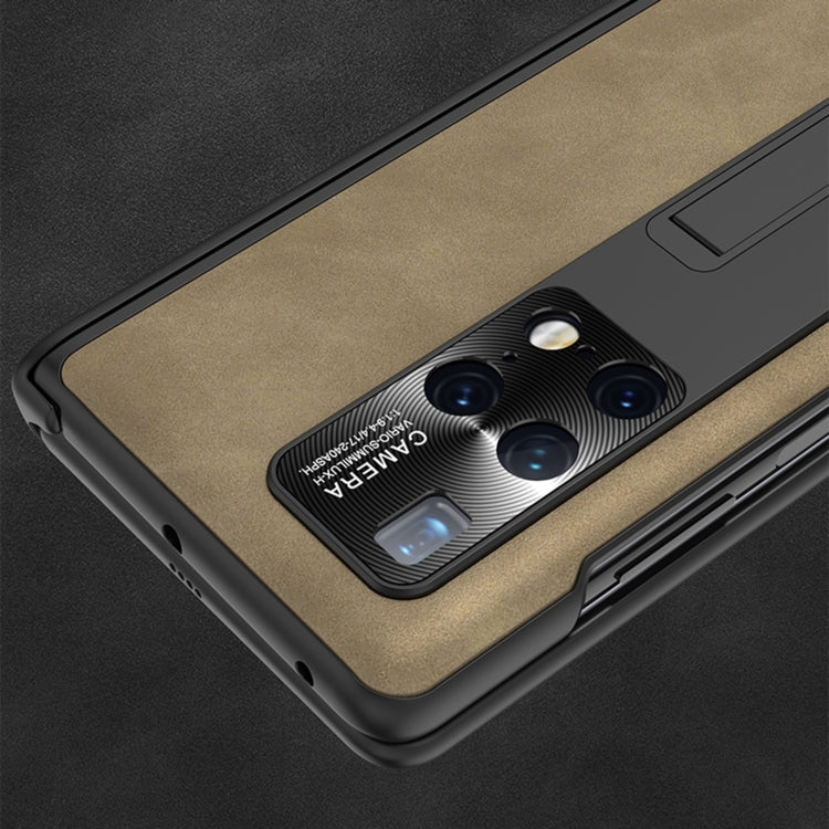 For Huawei Mate X2 GKK Integrated Frosted Leather HD Fold Hinge Phone Case with Holder(Grey) - Huawei Cases by GKK | Online Shopping UK | buy2fix