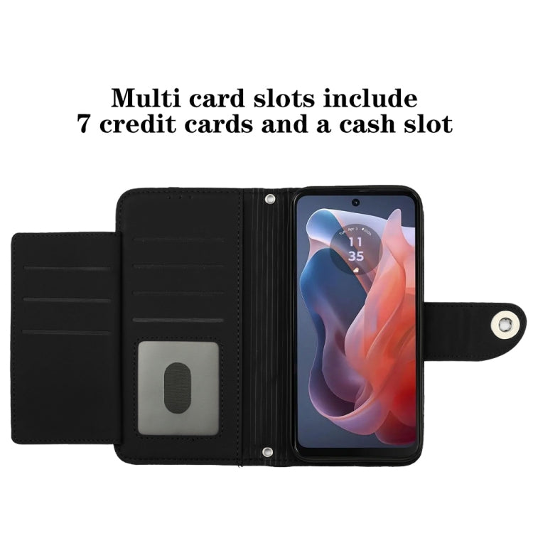 For Motorola Moto G Play 4G 2024 Rhombic Texture Flip Leather Phone Case with Lanyard(Black) by buy2fix