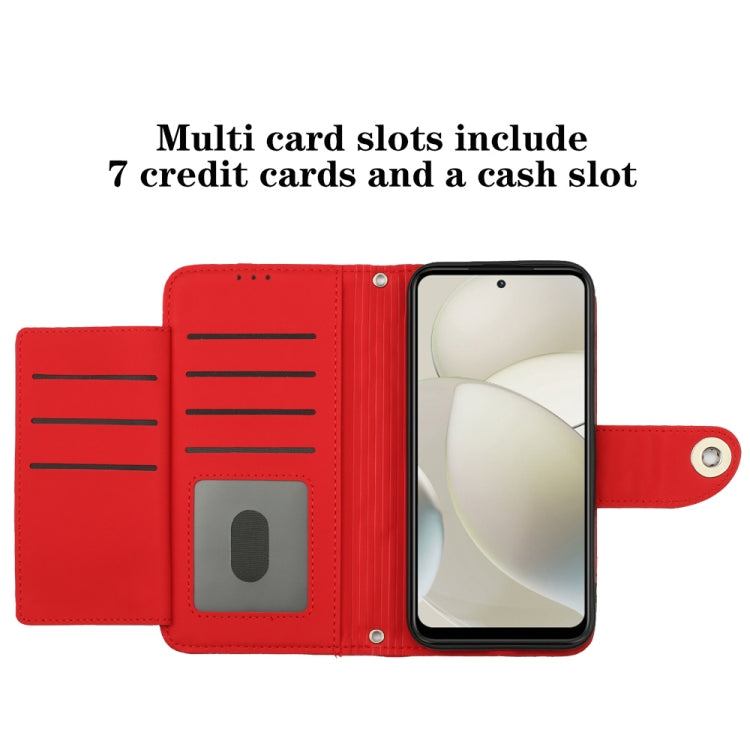 For Motorola Moto G Power 5G 2024 Rhombic Texture Flip Leather Phone Case with Lanyard(Red) by buy2fix