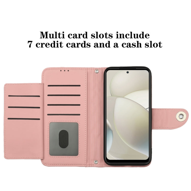 For Motorola Moto G Power 5G 2024 Rhombic Texture Flip Leather Phone Case with Lanyard(Coral Pink) by buy2fix