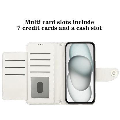 For Motorola Edge 2024 Rhombic Texture Flip Leather Phone Case with Lanyard(White) by buy2fix