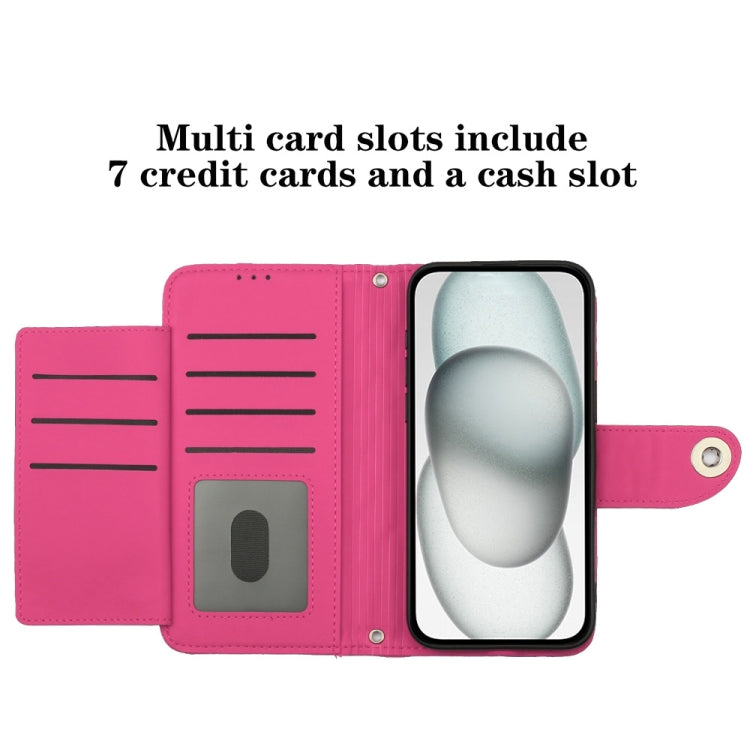 For Motorola Moto G Play 5G 2024 Rhombic Texture Flip Leather Phone Case with Lanyard(Rose Red) by buy2fix