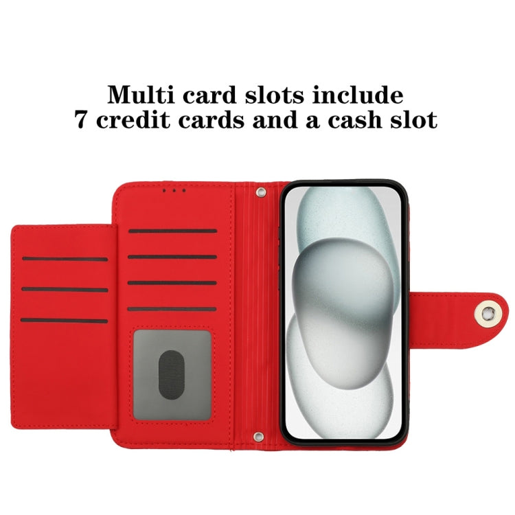 For Motorola Moto G 5G 2024 Global Rhombic Texture Flip Leather Phone Case with Lanyard(Red) by buy2fix