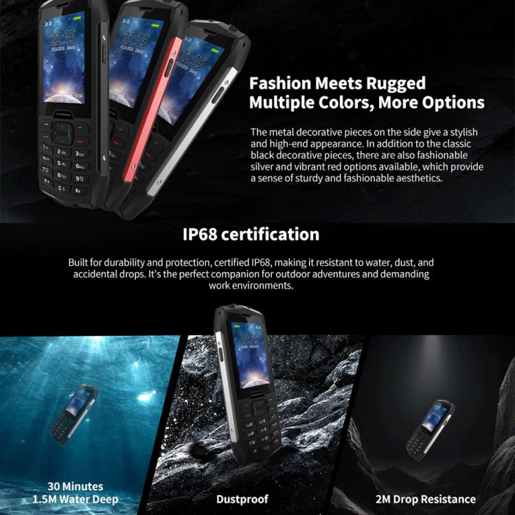 HAMTOD H3 Rugged Phone, EU Version, 2.8 inch T107 ARM CortexTM A7 Quad-core 1.0GHz, Network: 4G, VoLTE, BT, SOS(Red) - Other by HAMTOD | Online Shopping UK | buy2fix