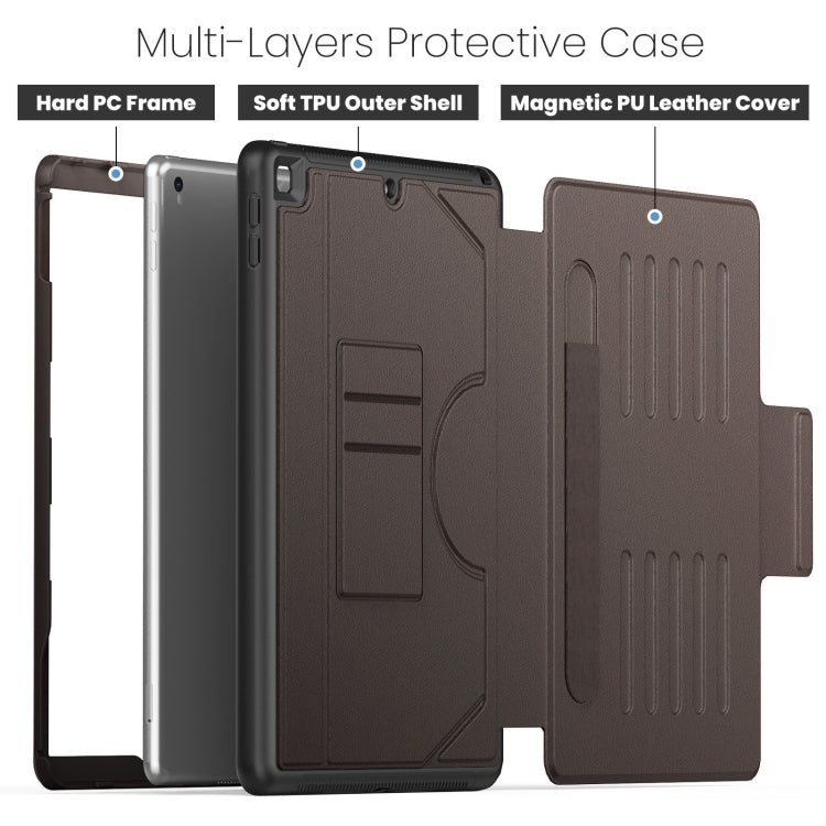 For iPad 10.2 2021 / 2020 / 10.5 Notebook Magnetic Leather Tablet Case(Brown) - iPad 10.2 Cases by buy2fix | Online Shopping UK | buy2fix