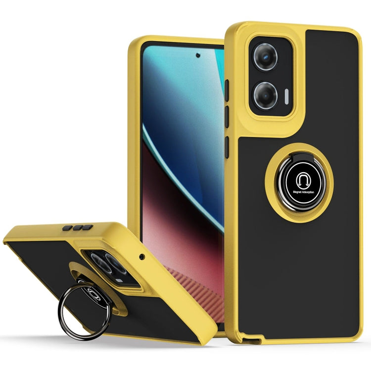 For Motorola Moto G Stylus 5G 2024 Q Shadow 1 Series TPU + PC Phone Case with Ring(Yellow) by buy2fix
