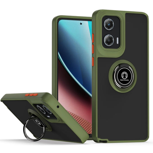 For Motorola Moto G Stylus 5G 2024 Q Shadow 1 Series TPU + PC Phone Case with Ring(Army Green) by buy2fix