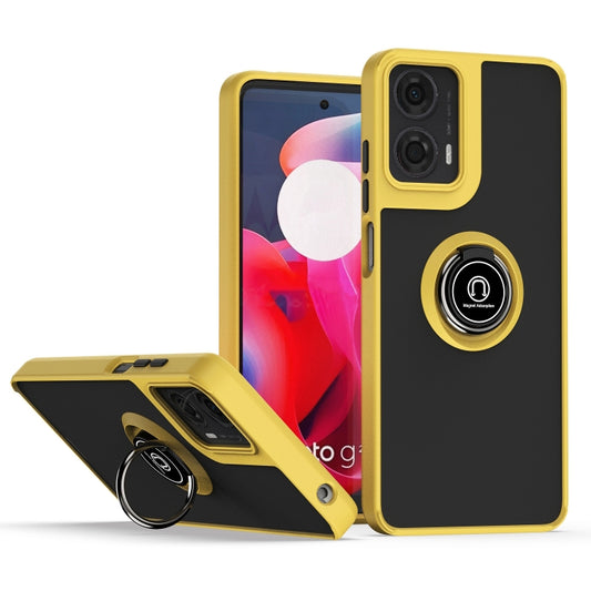 For Motorola Moto G24 / G04 Q Shadow 1 Series TPU + PC Phone Case with Ring(Yellow) by buy2fix