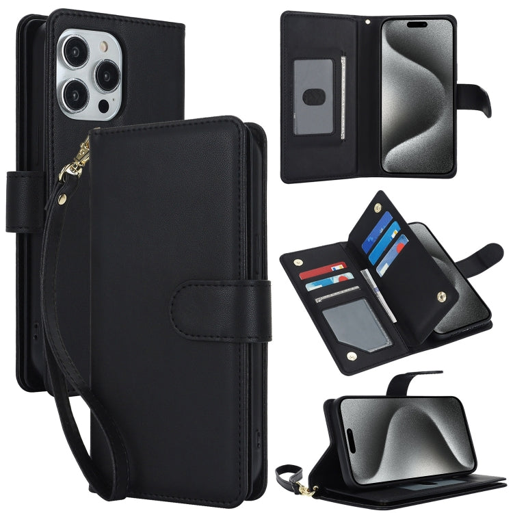 For iPhone 16 Pro Multi-Card Wallet RFID Leather Phone Case(Black) by buy2fix