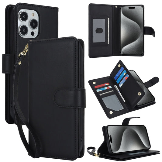 For iPhone 16 Pro Multi-Card Wallet RFID Leather Phone Case(Black) by buy2fix