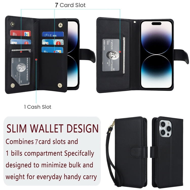 For iPhone 16 Pro Multi-Card Wallet RFID Leather Phone Case(Black) by buy2fix