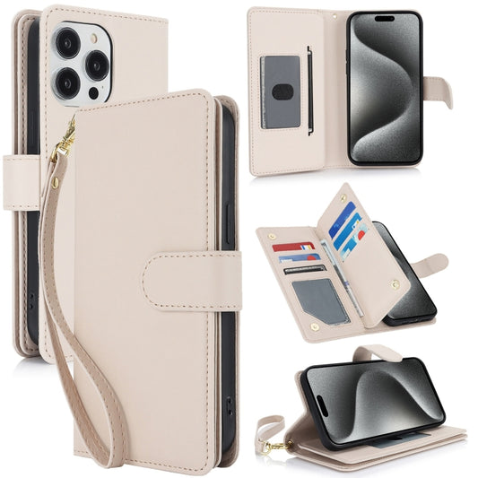 For iPhone 16 Pro Multi-Card Wallet RFID Leather Phone Case(Apricot) by buy2fix