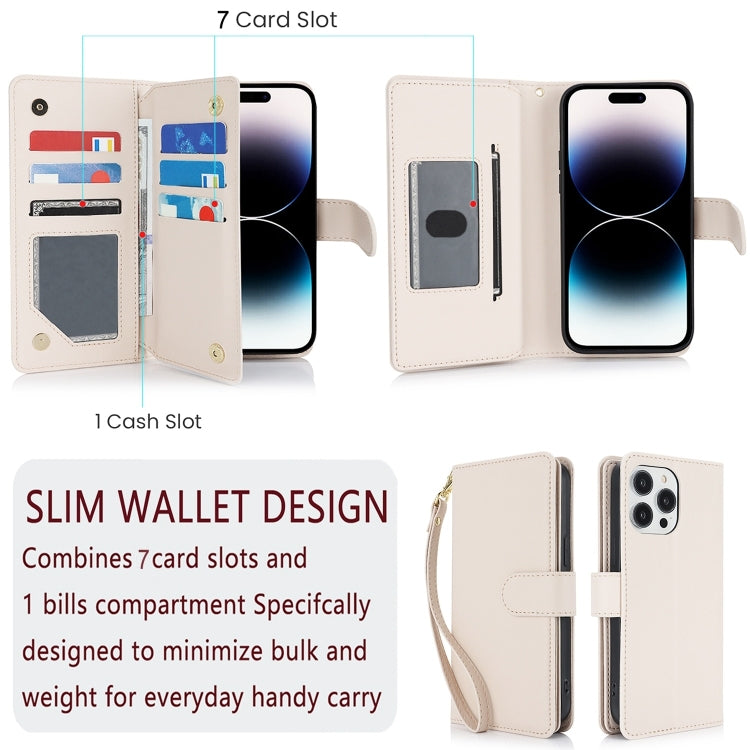 For iPhone 16 Pro Multi-Card Wallet RFID Leather Phone Case(Apricot) by buy2fix