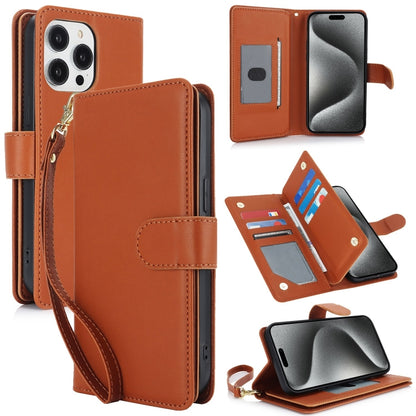 For iPhone 16 Pro Multi-Card Wallet RFID Leather Phone Case(Brown) by buy2fix